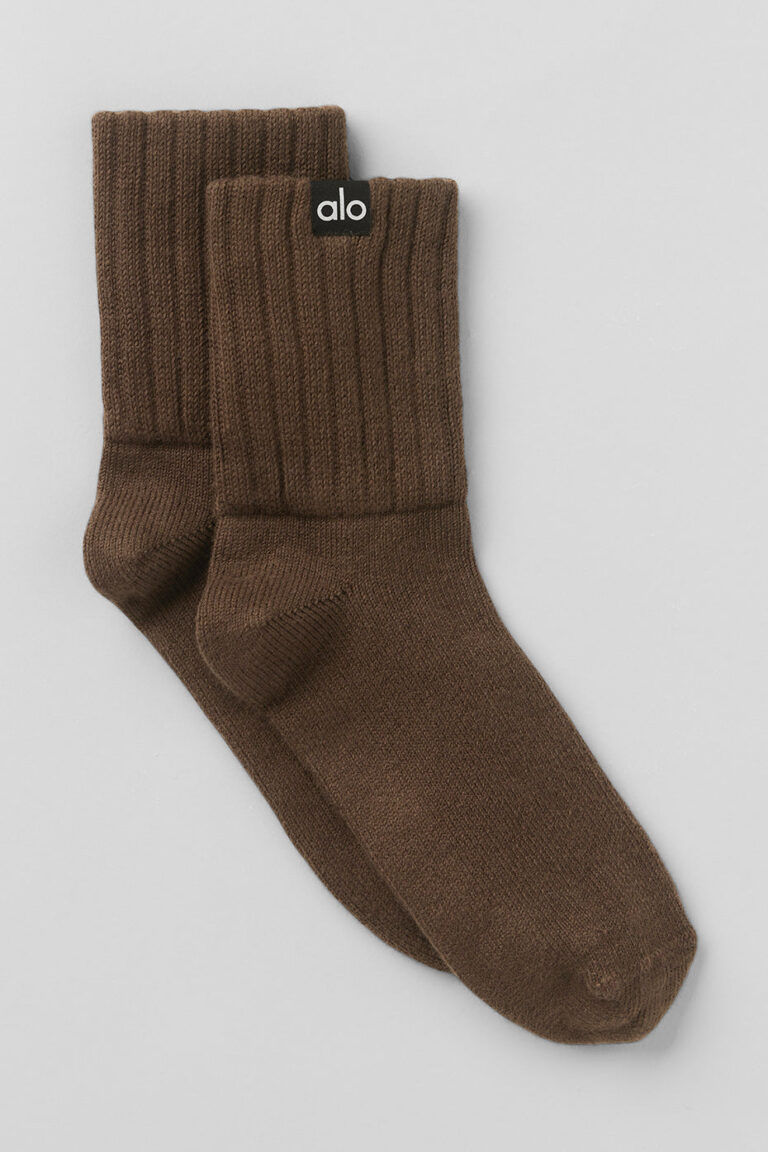 Носки Alo Yoga Unisex Half-Crew Scrunch Sock «Espresso» Унисекс