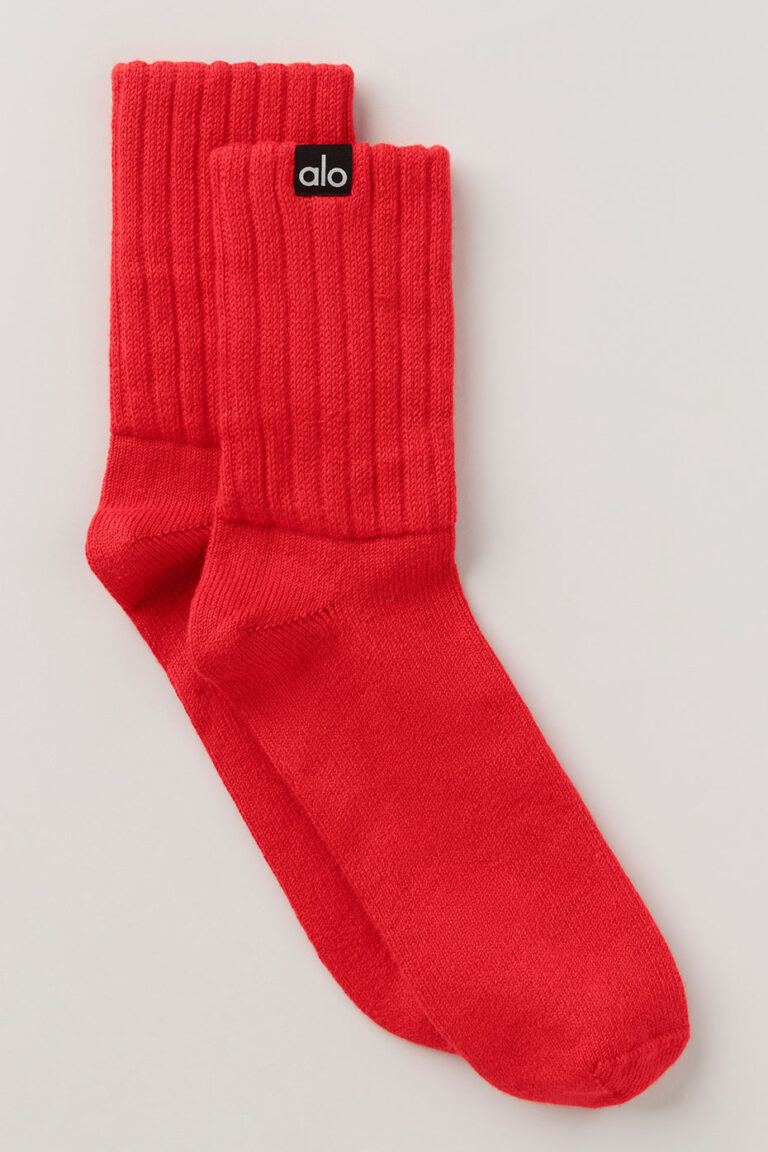 Носки Alo Yoga Unisex Half-Crew Scrunch Sock «Bright Red» Унисекс
