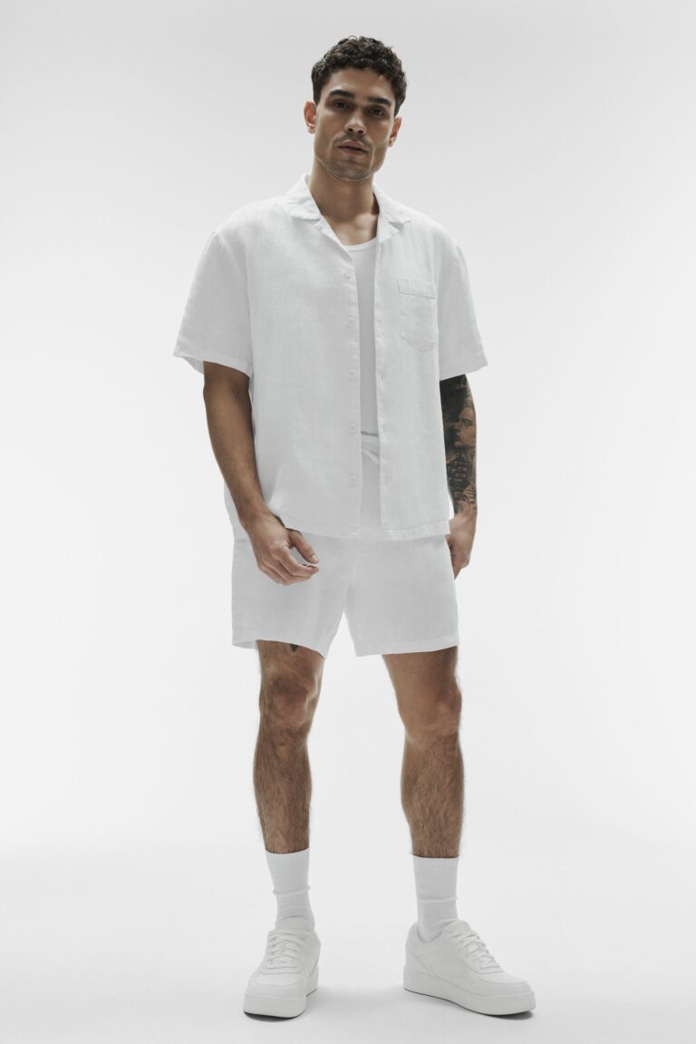 Рубашка Alo Yoga Linen Days Short Sleeve Button Up «White» Мужская