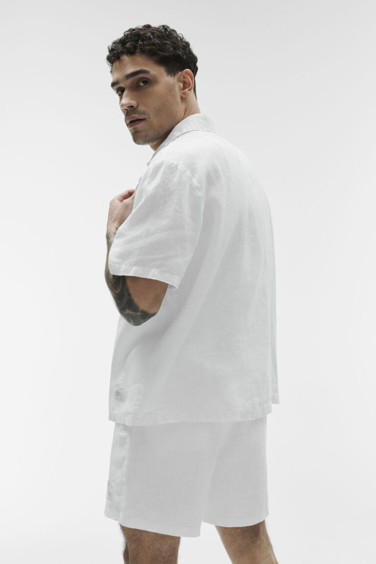 Рубашка Alo Yoga Linen Days Short Sleeve Button Up «White» Мужская