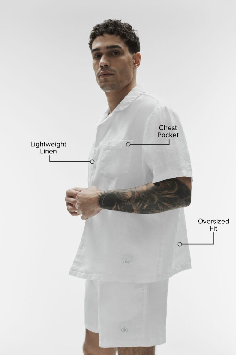 Рубашка Alo Yoga Linen Days Short Sleeve Button Up «White» Мужская