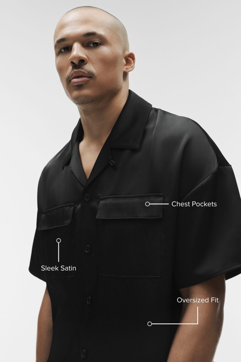 Рубашка Alo Yoga Satin Horizon Short Sleeve Button Up «Black» Мужская