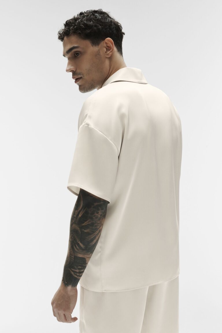 Рубашка Alo Yoga Satin Horizon Short Sleeve Button Up «Bone» Мужская