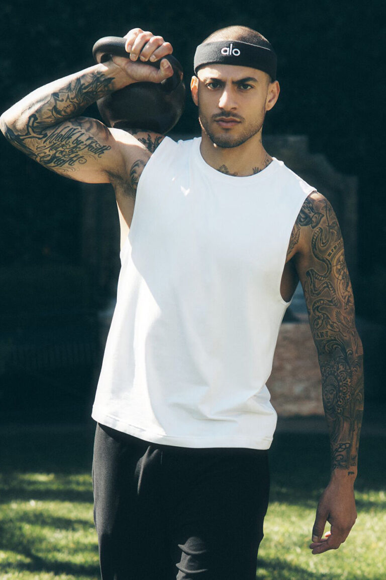 Майка Alo Yoga Conquer Muscle Tank «White» Мужская