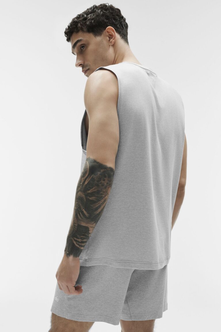 Майка Alo Yoga Conquer Muscle Tank «Athletic Grey» Мужская