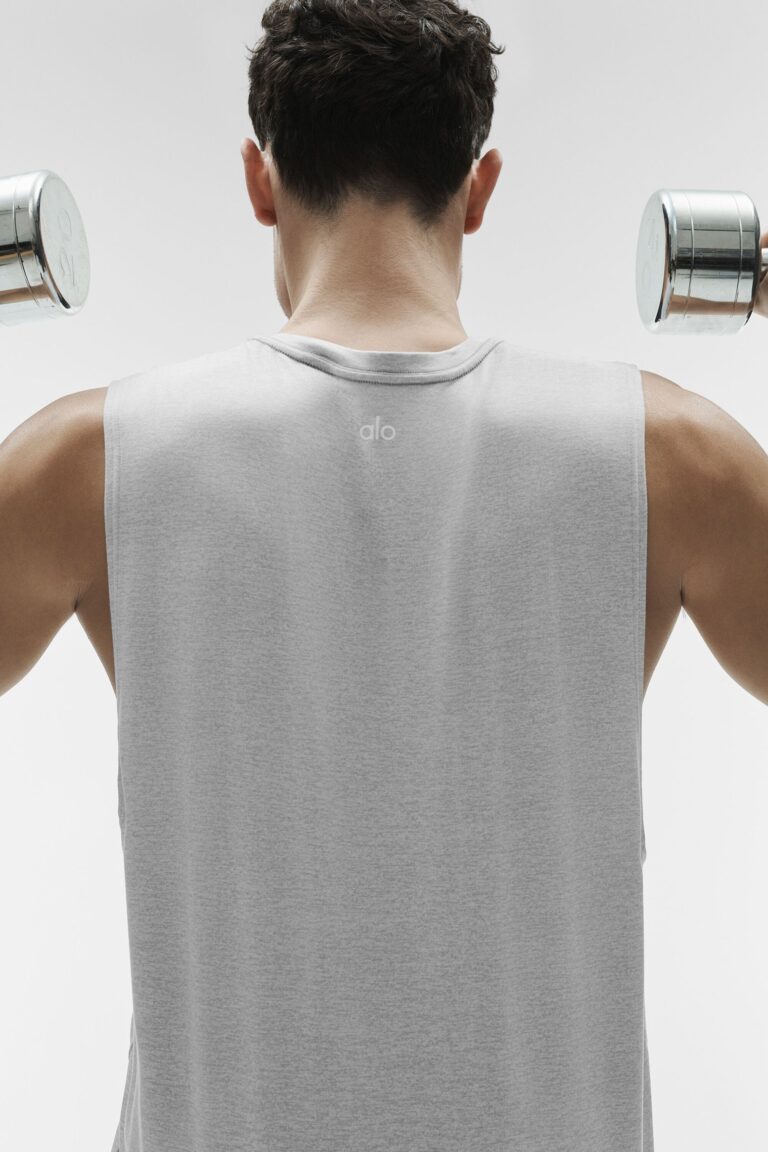 Майка Alo Yoga Conquer Muscle Tank «Athletic Grey» Мужская