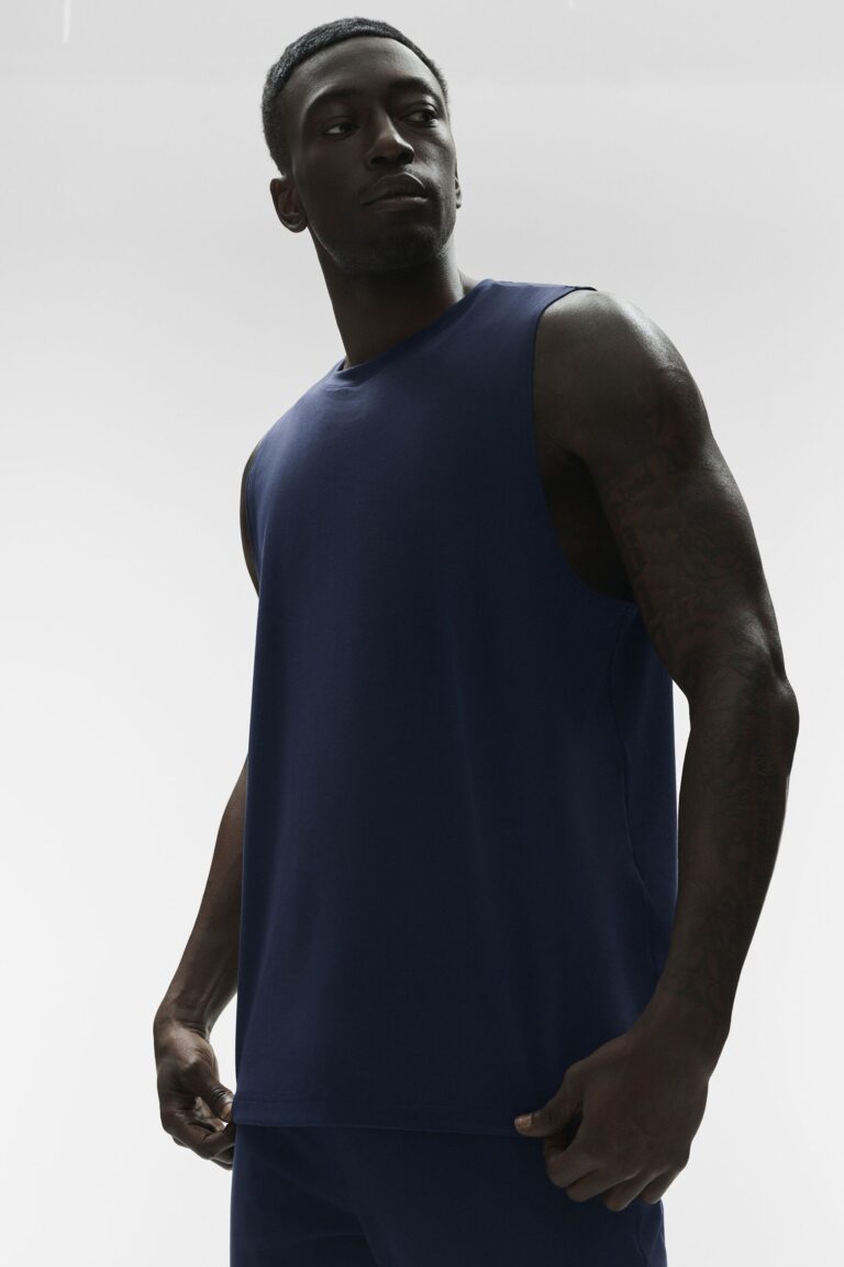Майка Alo Yoga Conquer Muscle Tank «Navy» Мужская