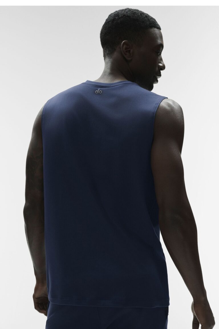 Майка Alo Yoga Conquer Muscle Tank «Navy» Мужская