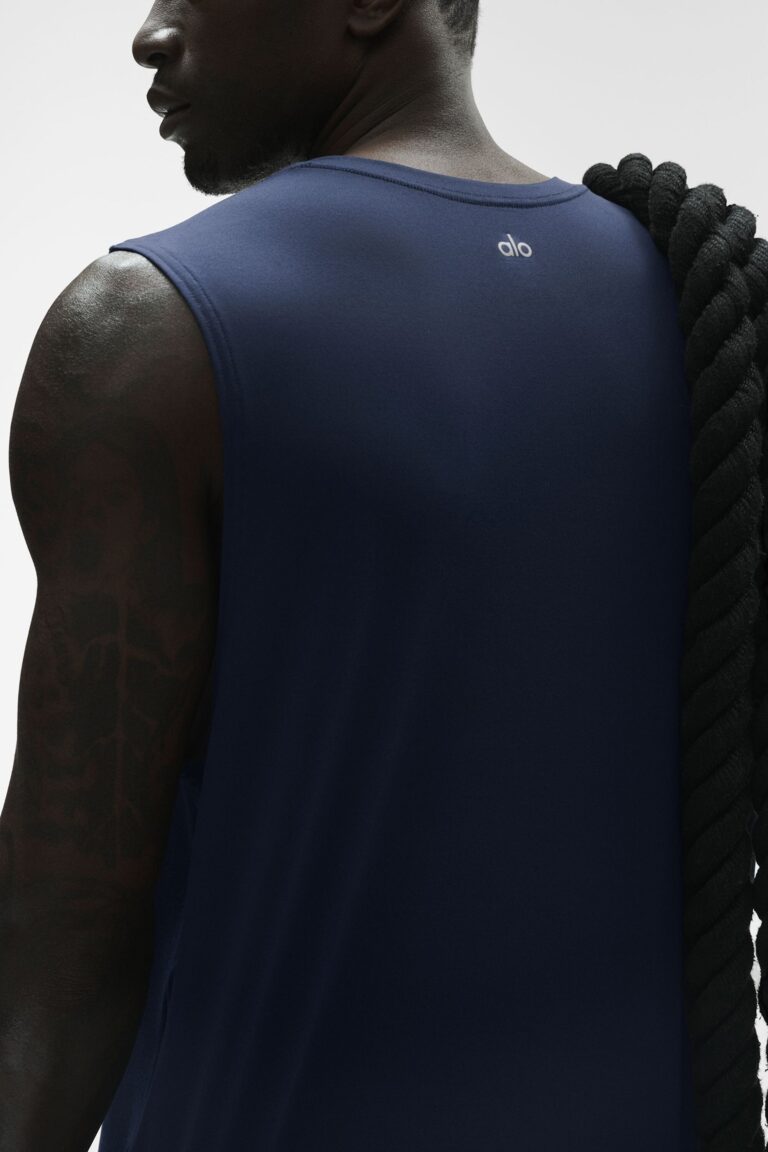 Майка Alo Yoga Conquer Muscle Tank «Navy» Мужская