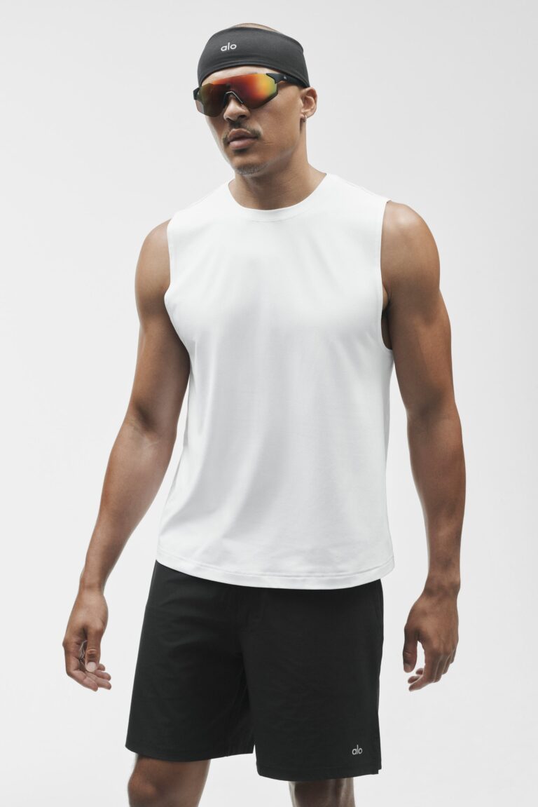 Майка Alo Yoga Conquer Muscle Tank «White» Мужская