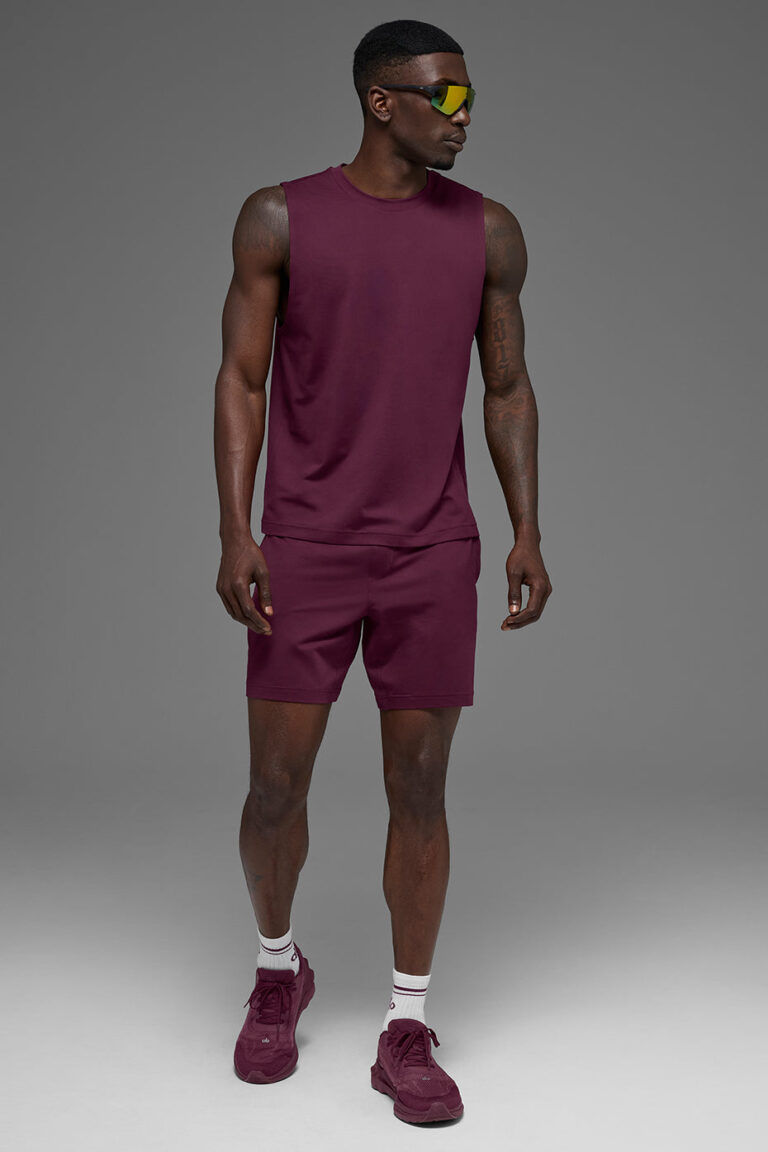 Майка Alo Yoga Conquer Muscle Tank «Burgundy» Мужская