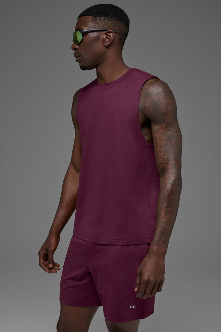Майка Alo Yoga Conquer Muscle Tank «Burgundy» Мужская