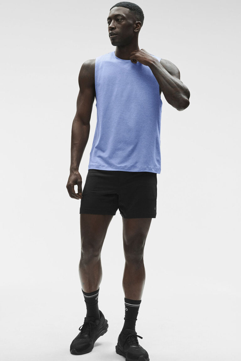 Майка Alo Yoga Conquer Muscle Tank «Provence Blue Heather» Мужская