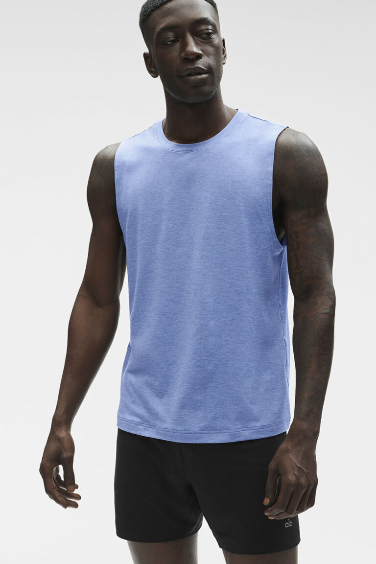 Майка Alo Yoga Conquer Muscle Tank «Provence Blue Heather» Мужская