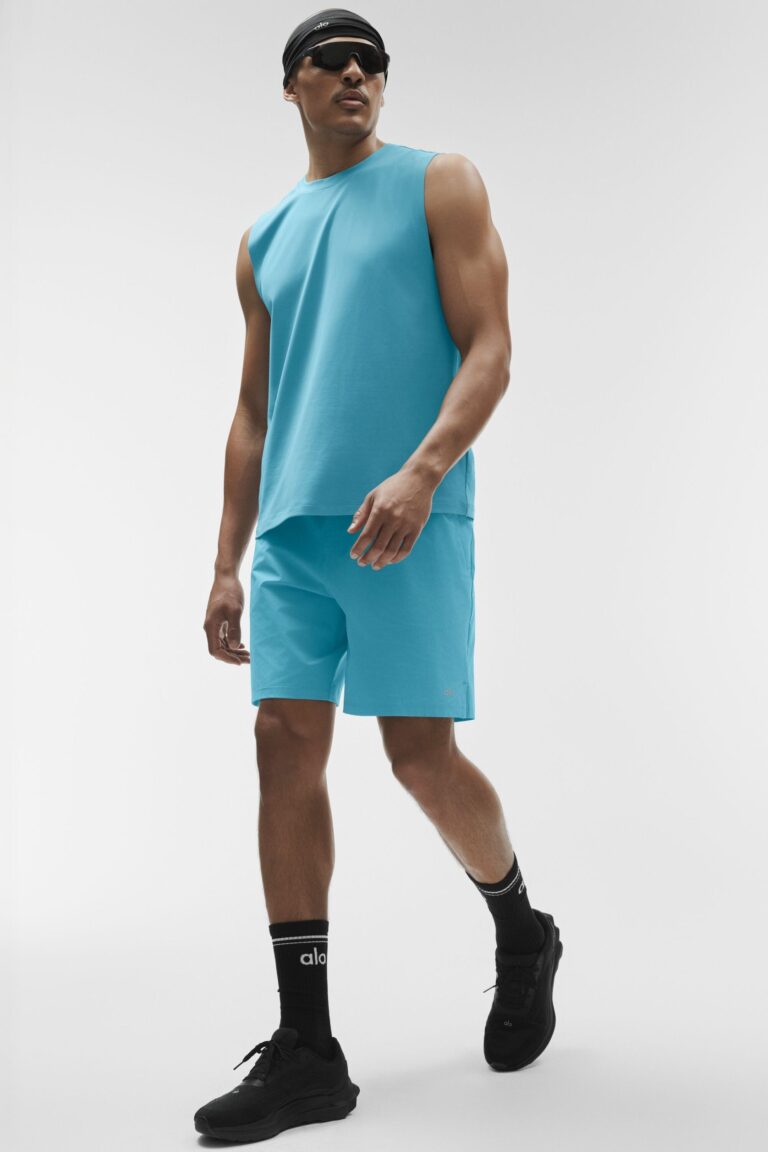 Майка Alo Yoga Conquer Muscle Tank «Blue Breeze» Мужская