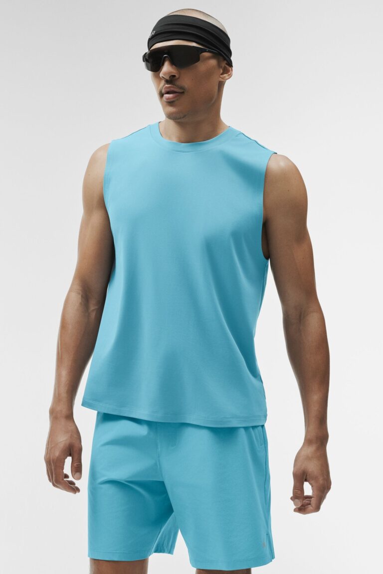 Майка Alo Yoga Conquer Muscle Tank «Blue Breeze» Мужская