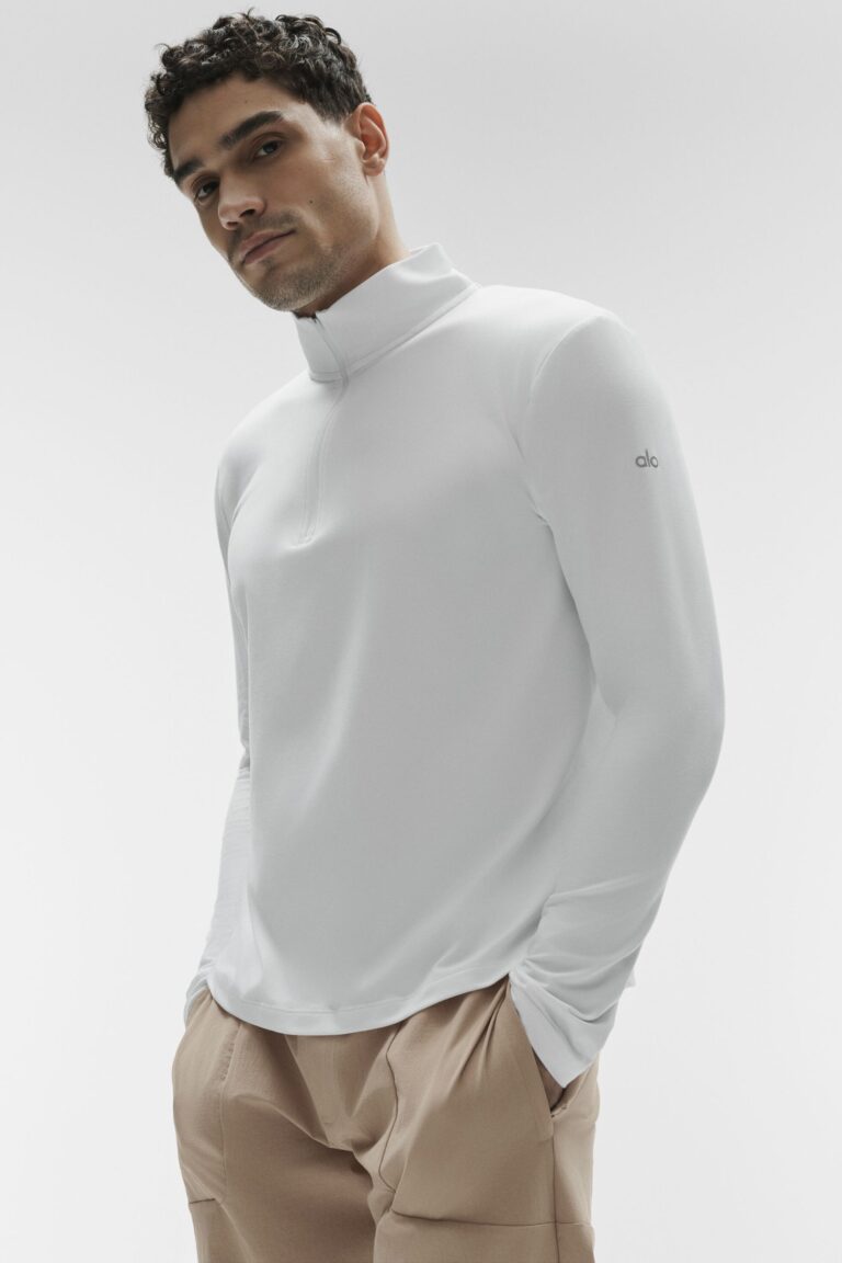 Лонгслив Alo Yoga Conquer 1/4 Zip Reform Long Sleeve «White» Мужская