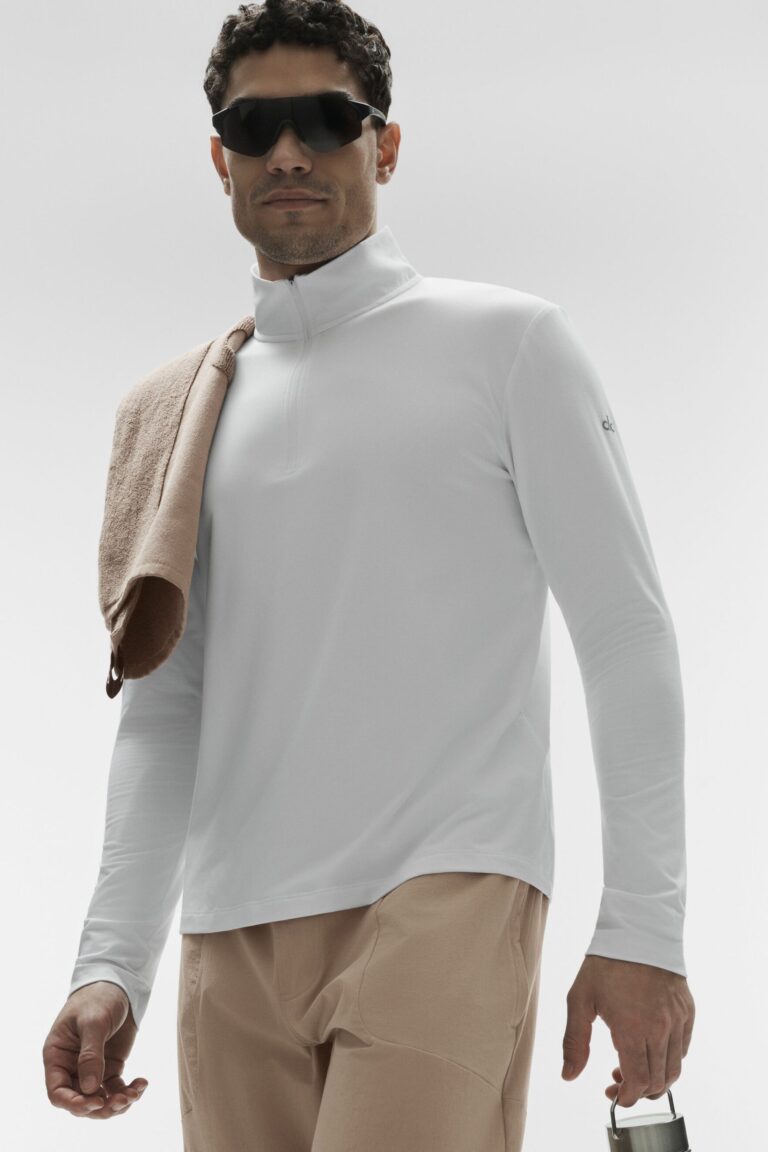 Лонгслив Alo Yoga Conquer 1/4 Zip Reform Long Sleeve «White» Мужская