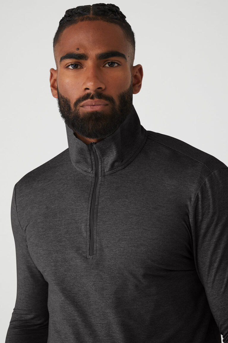 Лонгслив Alo Yoga Conquer 1/4 Zip Reform Long Sleeve «Dark Grey» Мужская