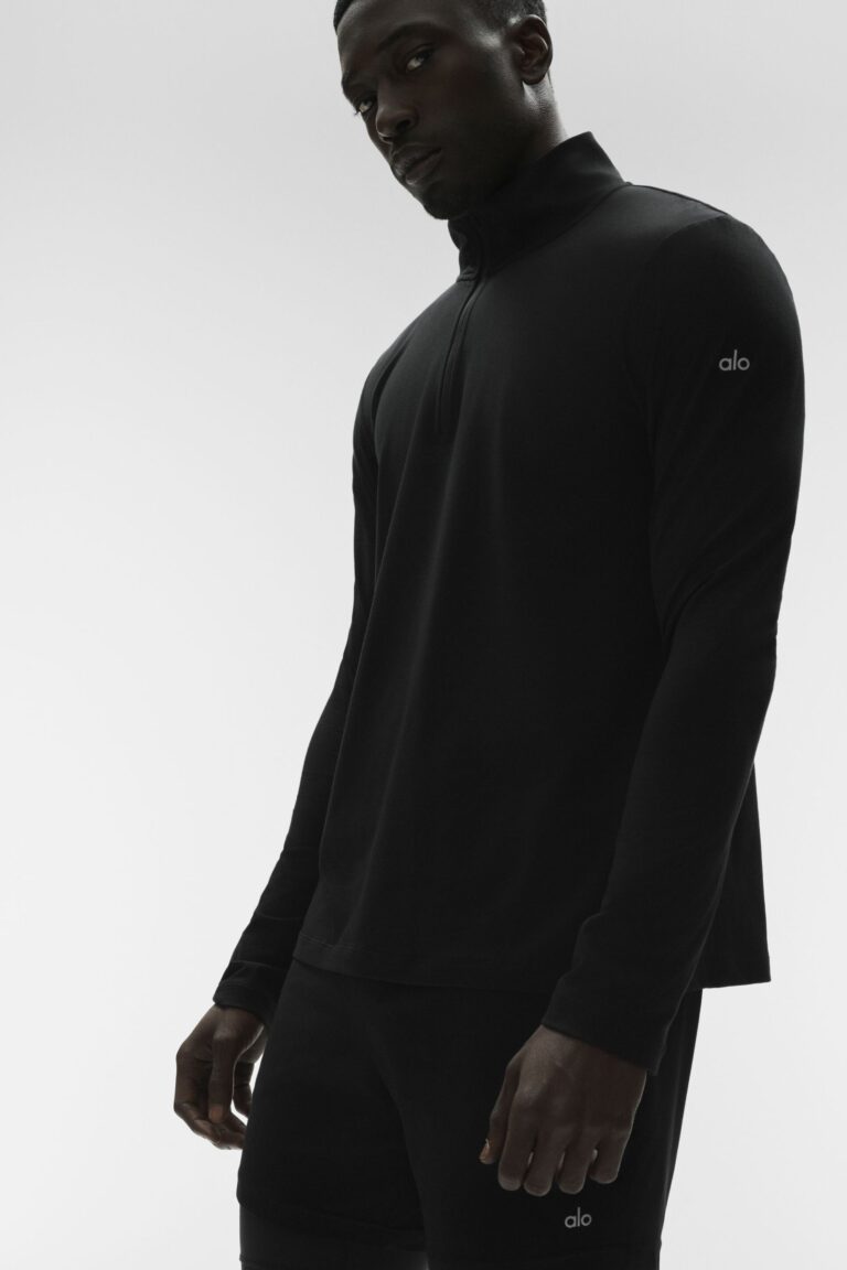 Лонгслив Alo Yoga Conquer 1/4 Zip Reform Long Sleeve «Black» Мужская