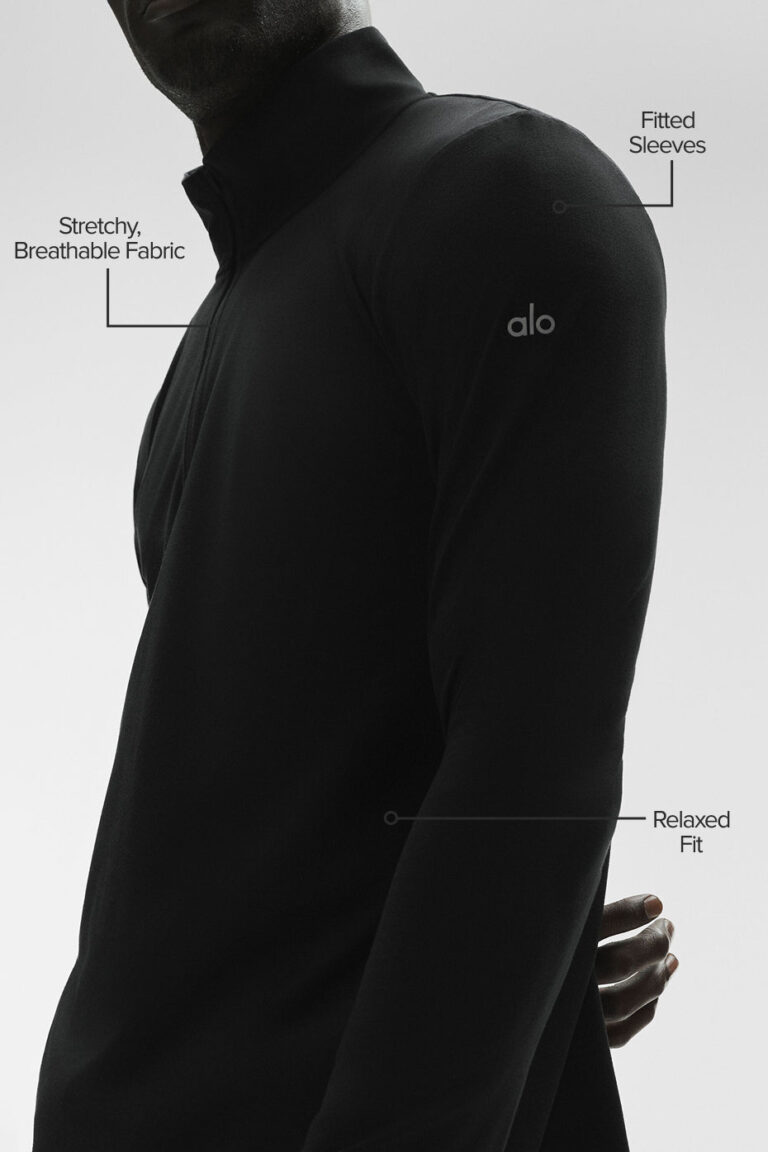 Лонгслив Alo Yoga Conquer 1/4 Zip Reform Long Sleeve «Black» Мужская