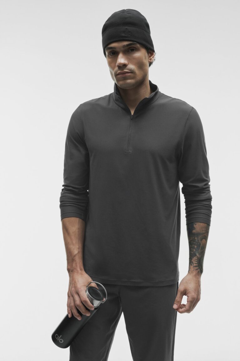 Лонгслив Alo Yoga Conquer 1/4 Zip Reform Long Sleeve «Anthracite» Мужская