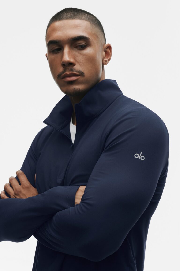 Лонгслив Alo Yoga Conquer 1/4 Zip Reform Long Sleeve «Navy» Мужская