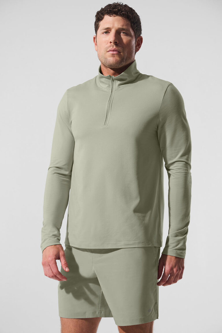 Лонгслив Alo Yoga Conquer 1/4 Zip Reform Long Sleeve «Limestone» Мужская
