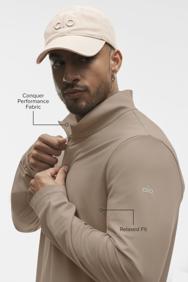 Лонгслив Alo Yoga Conquer 1/4 Zip Reform Long Sleeve «Gravel» Мужская