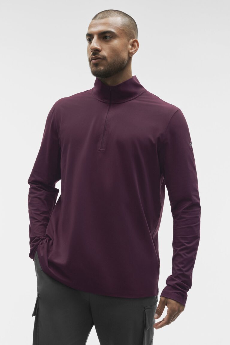 Лонгслив Alo Yoga Conquer 1/4 Zip Reform Long Sleeve «Rich Bordeaux» Мужская