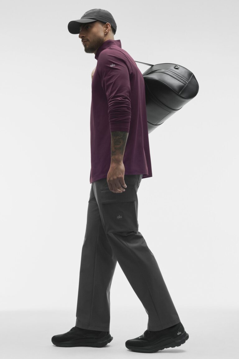 Лонгслив Alo Yoga Conquer 1/4 Zip Reform Long Sleeve «Rich Bordeaux» Мужская