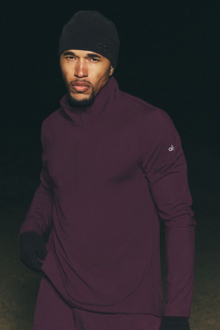 Лонгслив Alo Yoga Conquer 1/4 Zip Reform Long Sleeve «Rich Bordeaux» Мужская