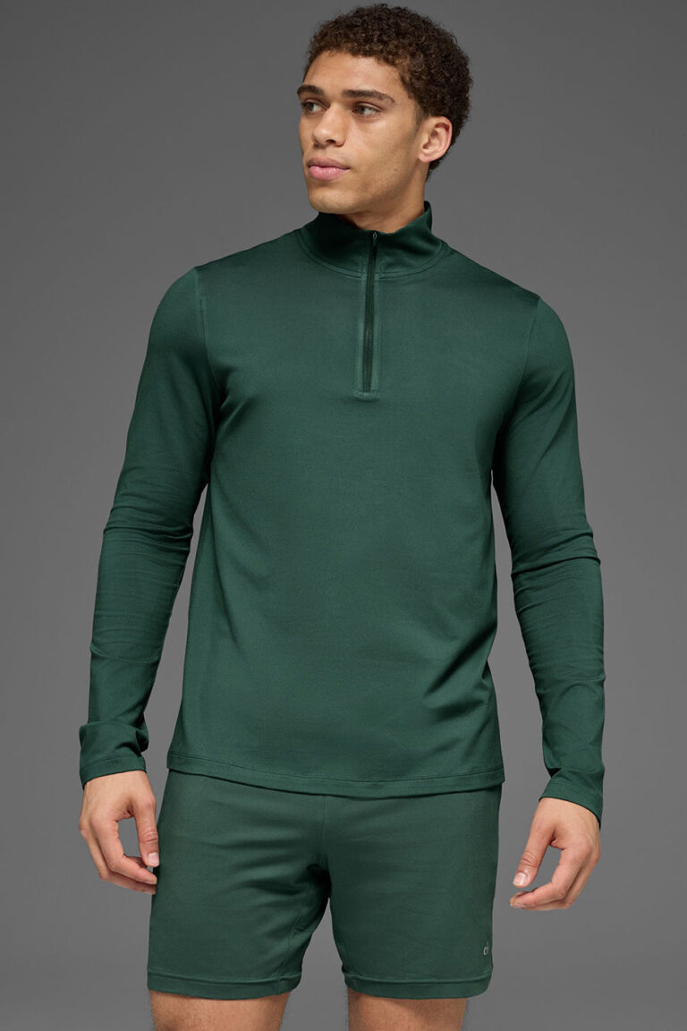 Лонгслив Alo Yoga Conquer 1/4 Zip Reform Long Sleeve «Clover Green» Мужская