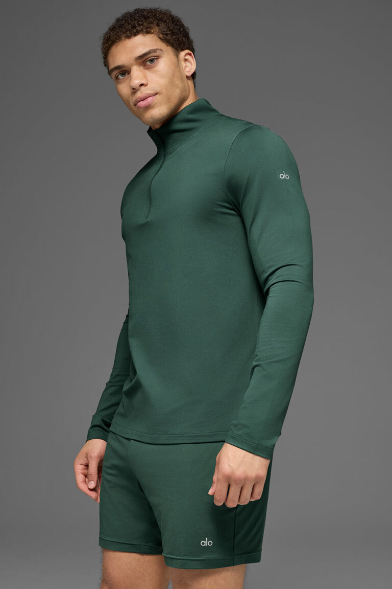 Лонгслив Alo Yoga Conquer 1/4 Zip Reform Long Sleeve «Clover Green» Мужская
