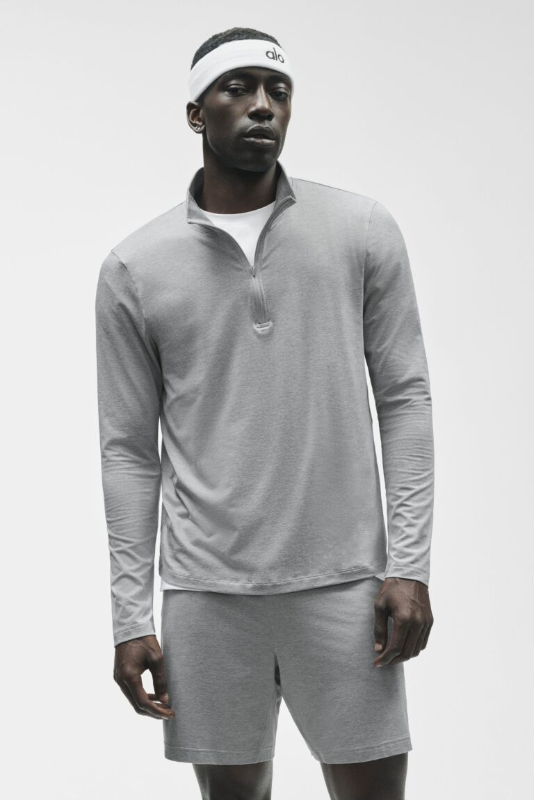 Лонгслив Alo Yoga Conquer 1/4 Zip Reform Long Sleeve «Vintage Athletic Heather» Мужская