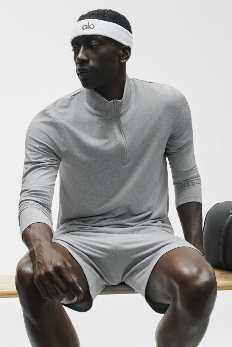 Лонгслив Alo Yoga Conquer 1/4 Zip Reform Long Sleeve «Vintage Athletic Heather» Мужская