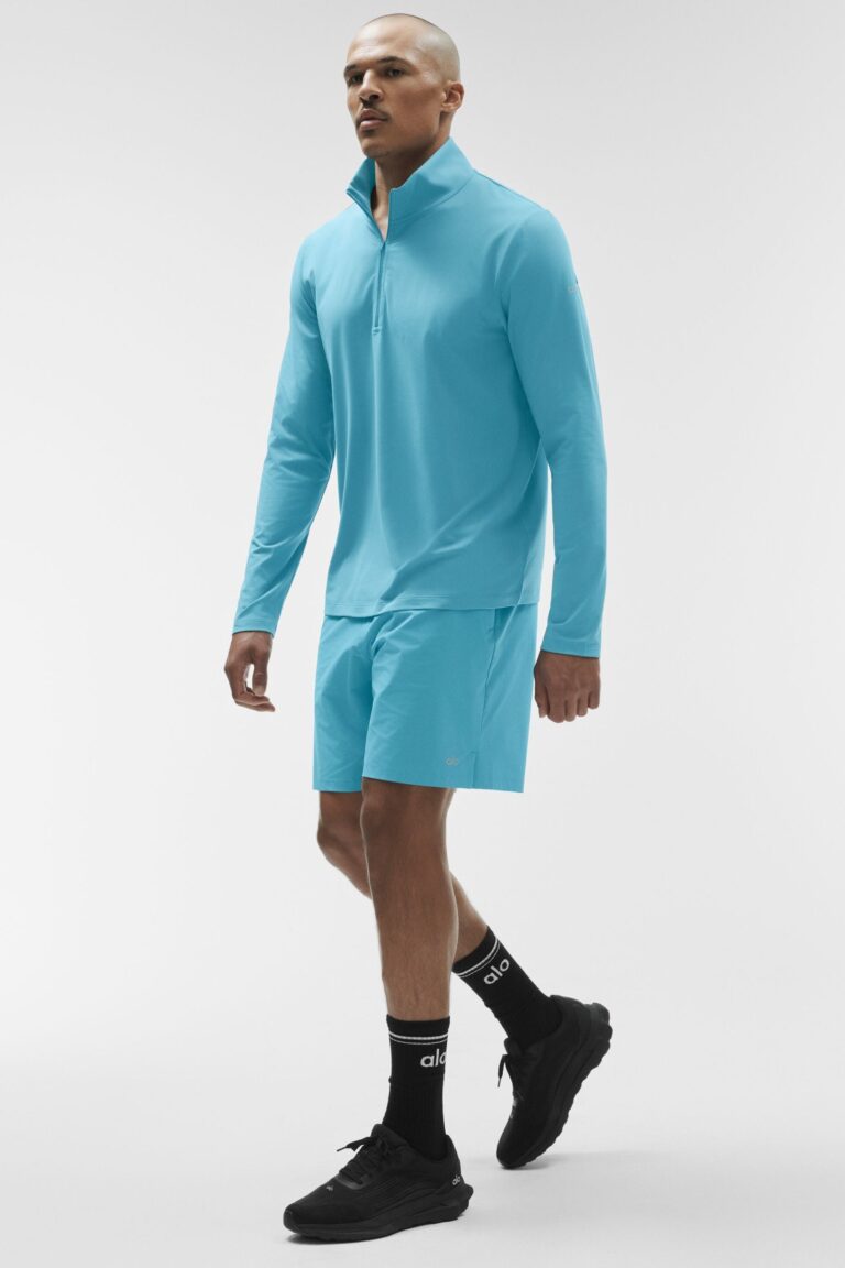 Лонгслив Alo Yoga Conquer 1/4 Zip Reform Long Sleeve «Blue Breeze» Мужская