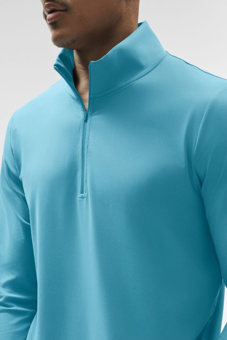 Лонгслив Alo Yoga Conquer 1/4 Zip Reform Long Sleeve «Blue Breeze» Мужская