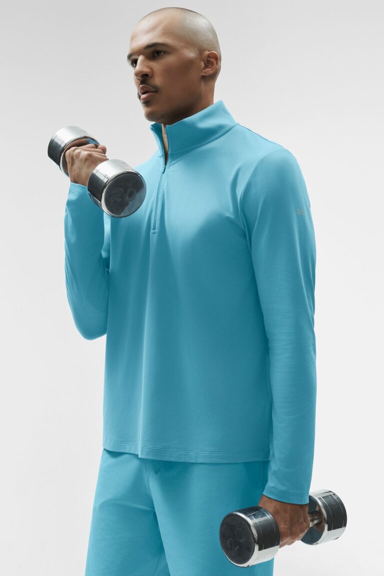 Лонгслив Alo Yoga Conquer 1/4 Zip Reform Long Sleeve «Blue Breeze» Мужская