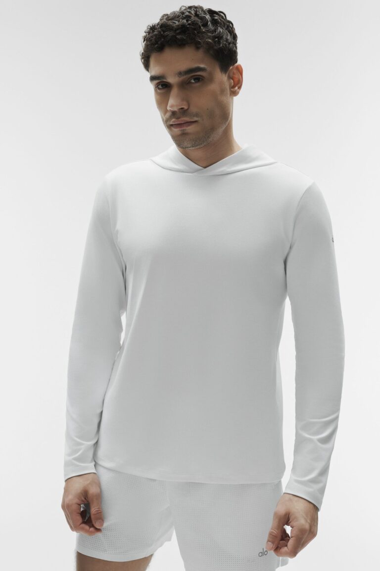 Лонгслив Alo Yoga Conquer Reform Long Sleeve With Hood «White» Мужская