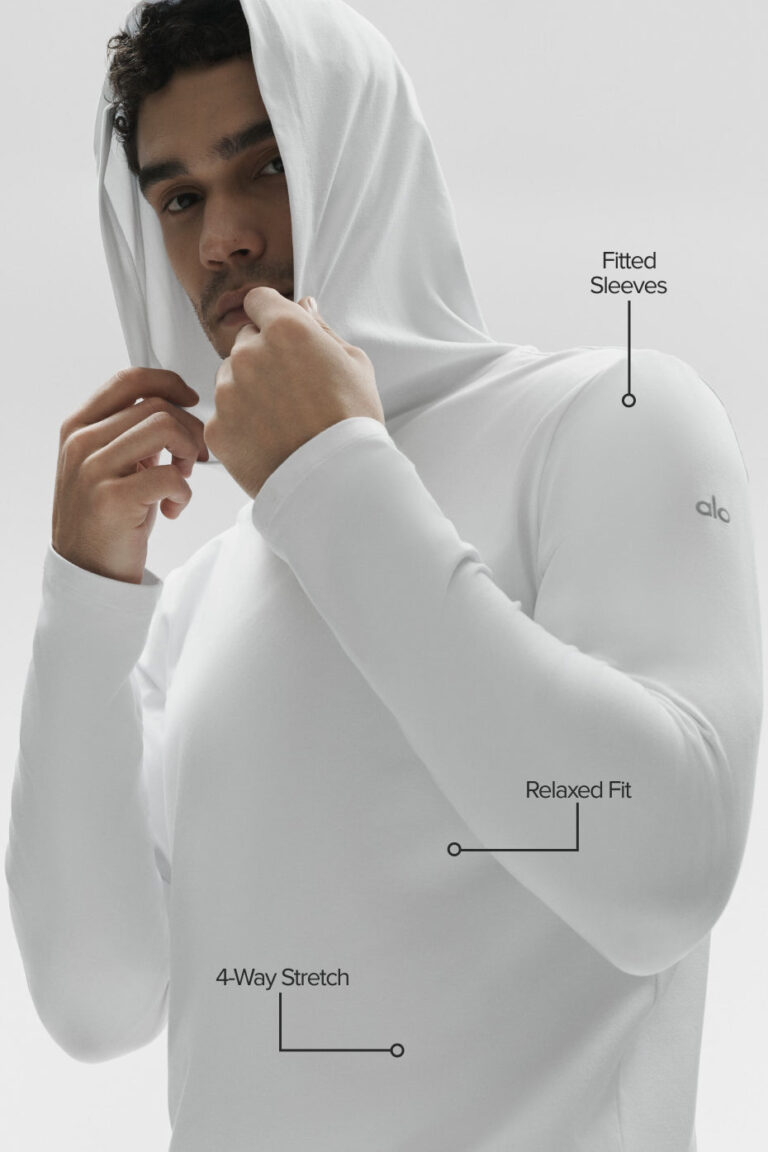 Лонгслив Alo Yoga Conquer Reform Long Sleeve With Hood «White» Мужская