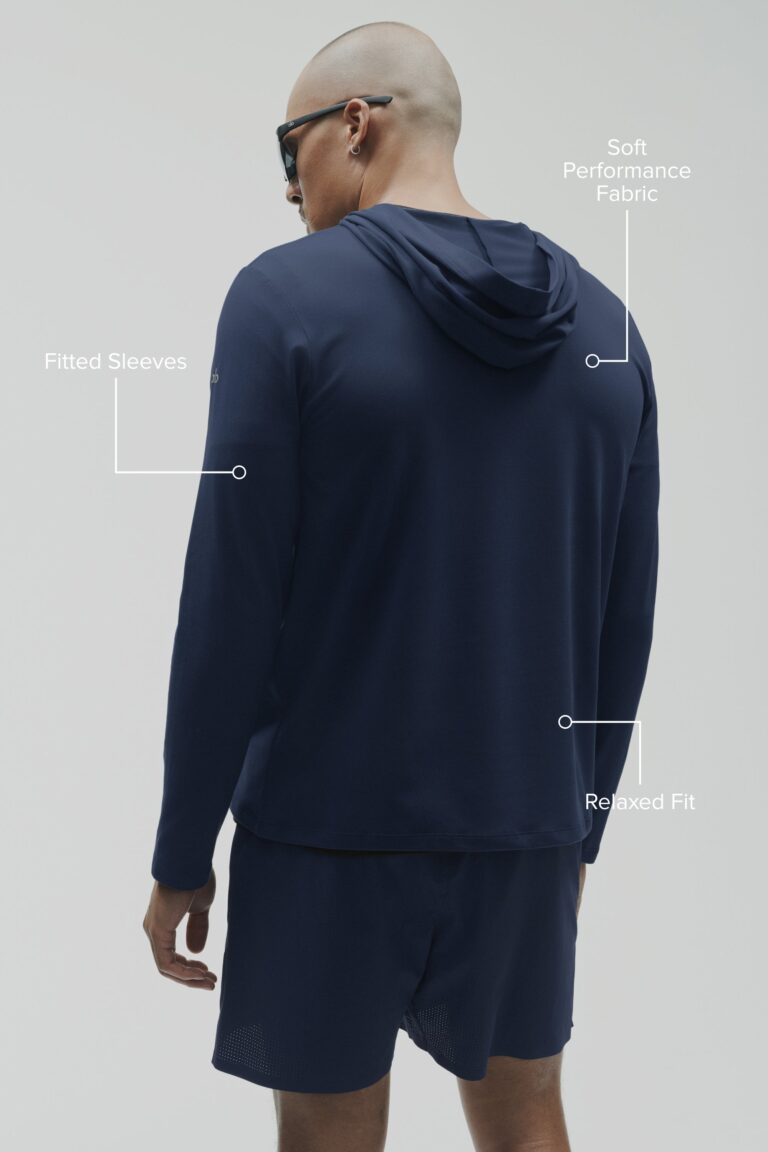 Лонгслив Alo Yoga Conquer Reform Long Sleeve With Hood «Navy» Мужская