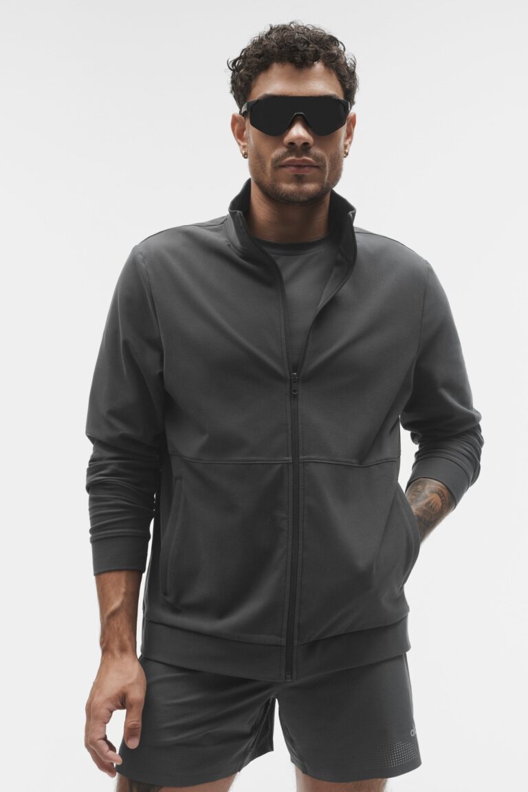 Свитшот Alo Yoga Conquer Max Mock Neck Full Zip «Anthracite» Мужская