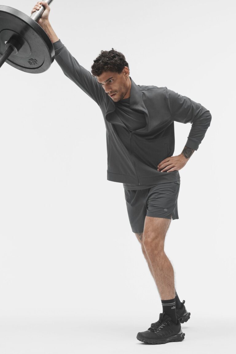 Свитшот Alo Yoga Conquer Max Mock Neck Full Zip «Anthracite» Мужская