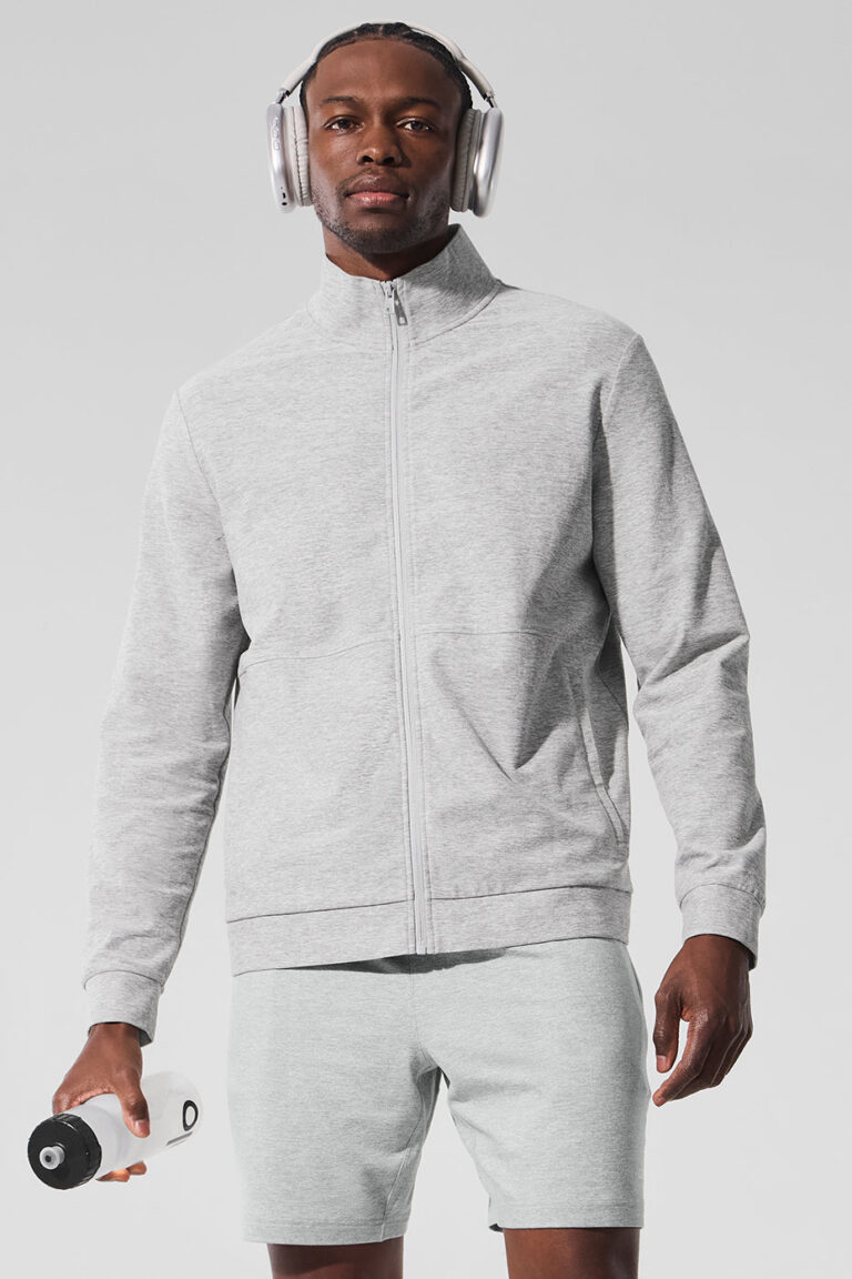 Свитшот Alo Yoga Conquer Max Mock Neck Full Zip «Athletic Grey» Мужская