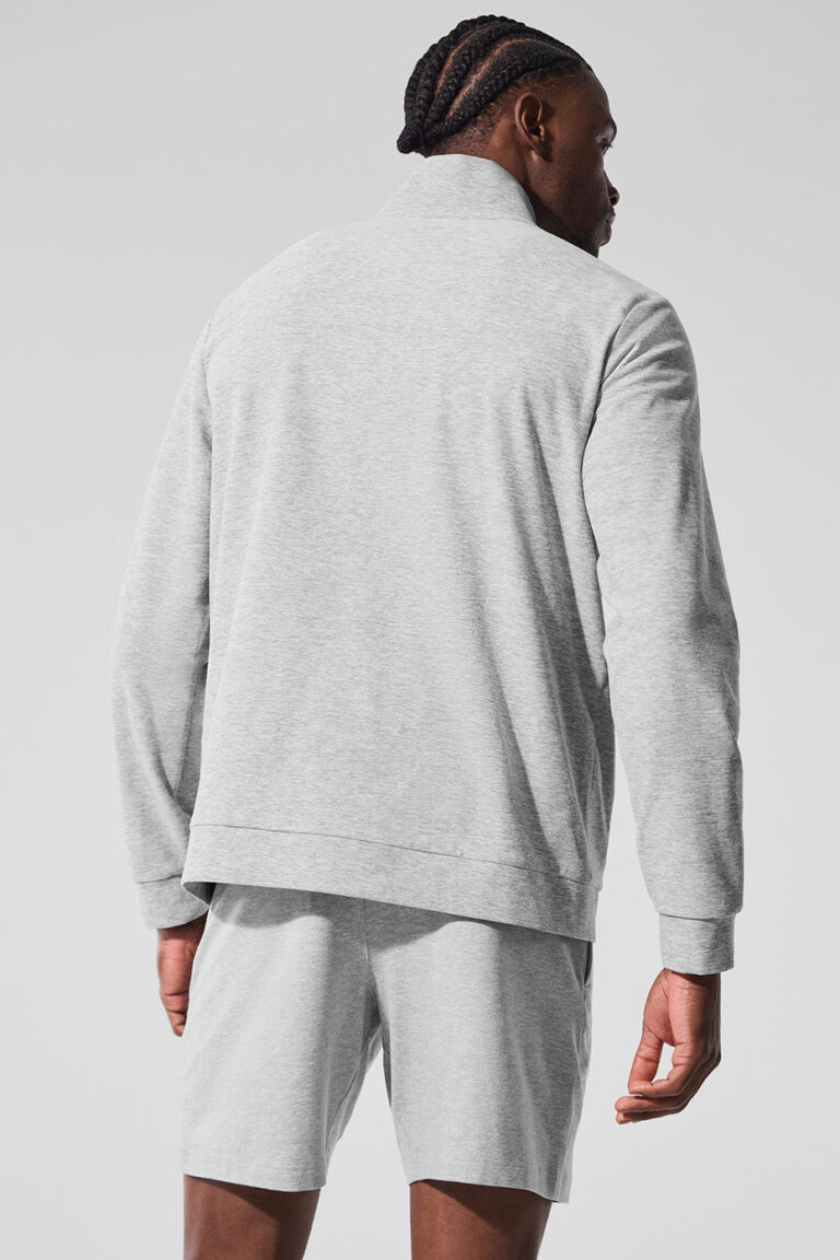 Свитшот Alo Yoga Conquer Max Mock Neck Full Zip «Athletic Grey» Мужская