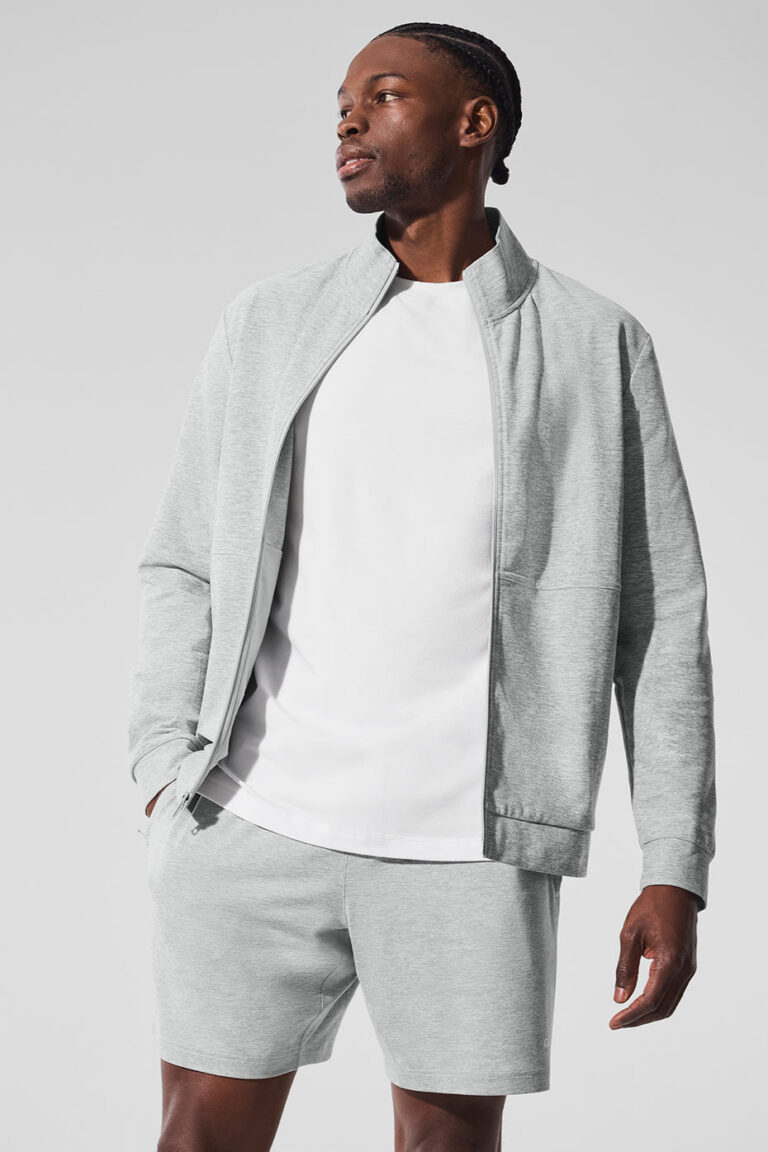 Свитшот Alo Yoga Conquer Max Mock Neck Full Zip «Athletic Grey» Мужская