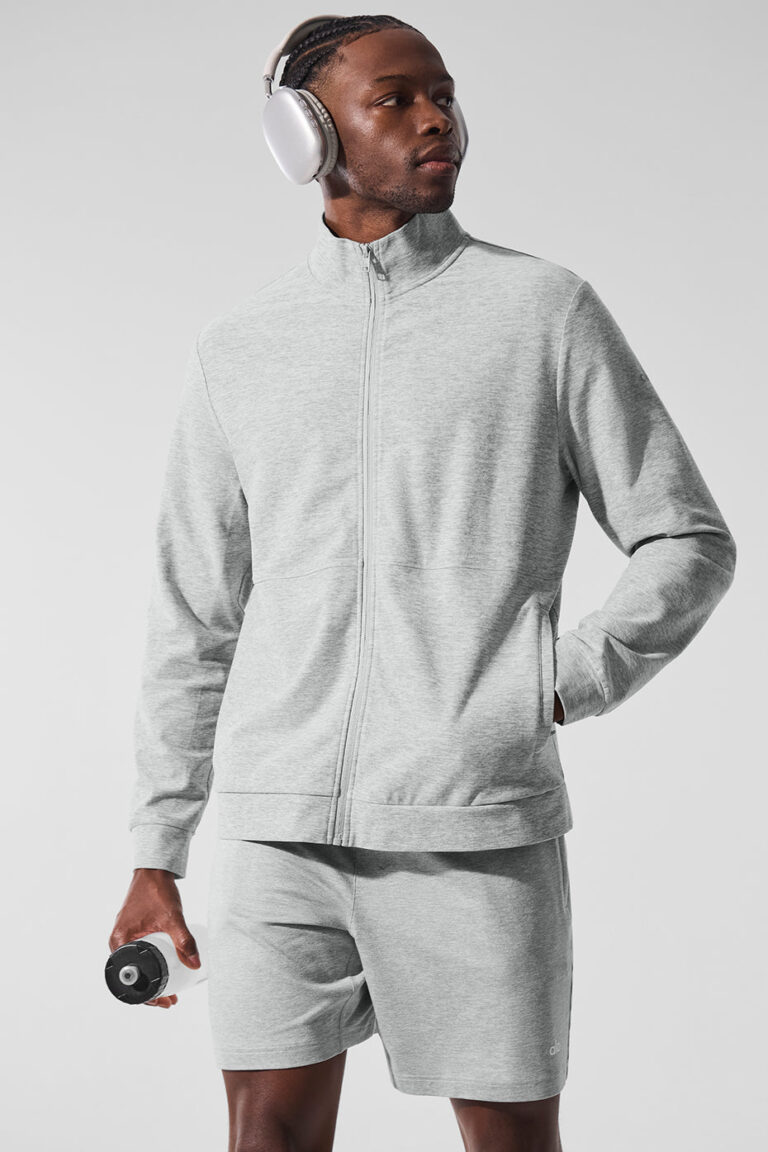 Свитшот Alo Yoga Conquer Max Mock Neck Full Zip «Athletic Grey» Мужская