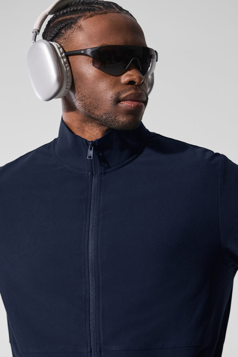 Свитшот Alo Yoga Conquer Max Mock Neck Full Zip «Navy» Мужская