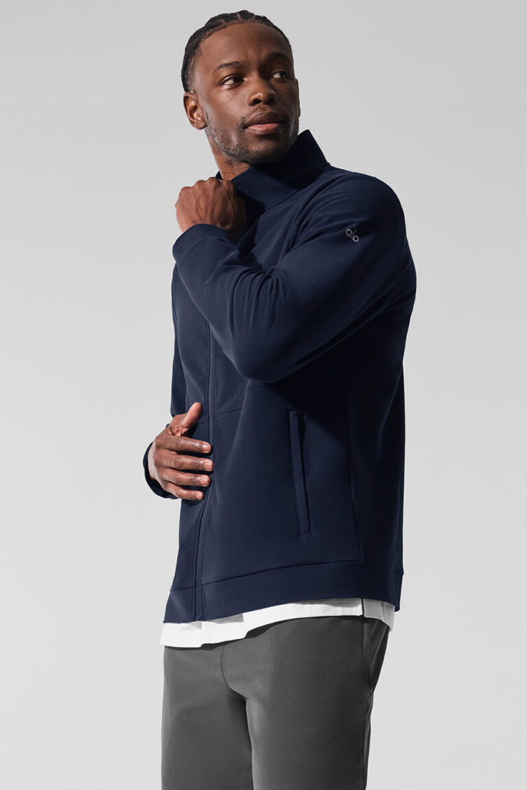 Свитшот Alo Yoga Conquer Max Mock Neck Full Zip «Navy» Мужская